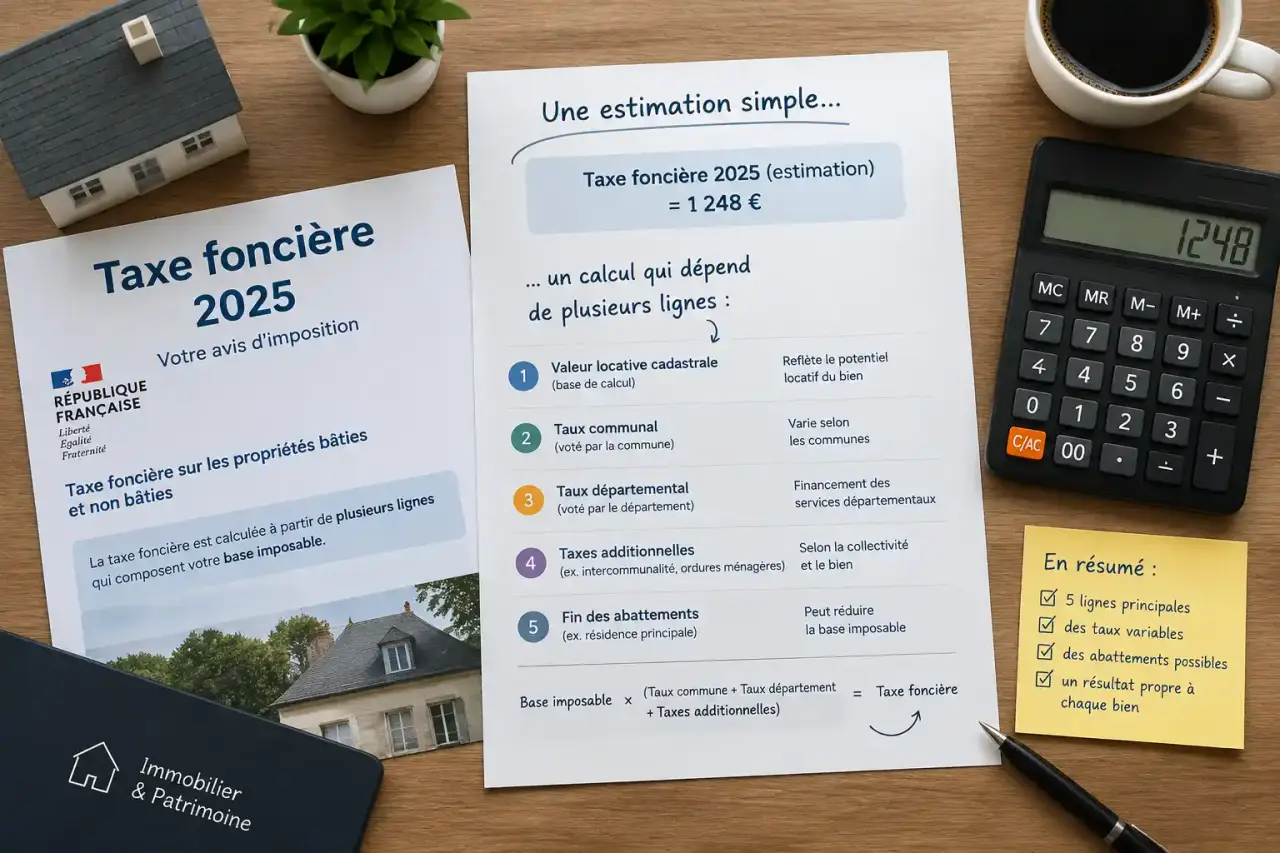 Taxe foncière 2025 : une estimation simple, un calcul qui dépend de plusieurs lignes