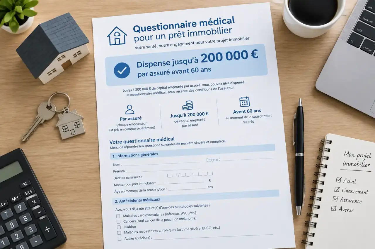 Questionnaire médical pour un prêt immobilier : dispense jusqu’à 200 000 € par assuré avant 60 ans