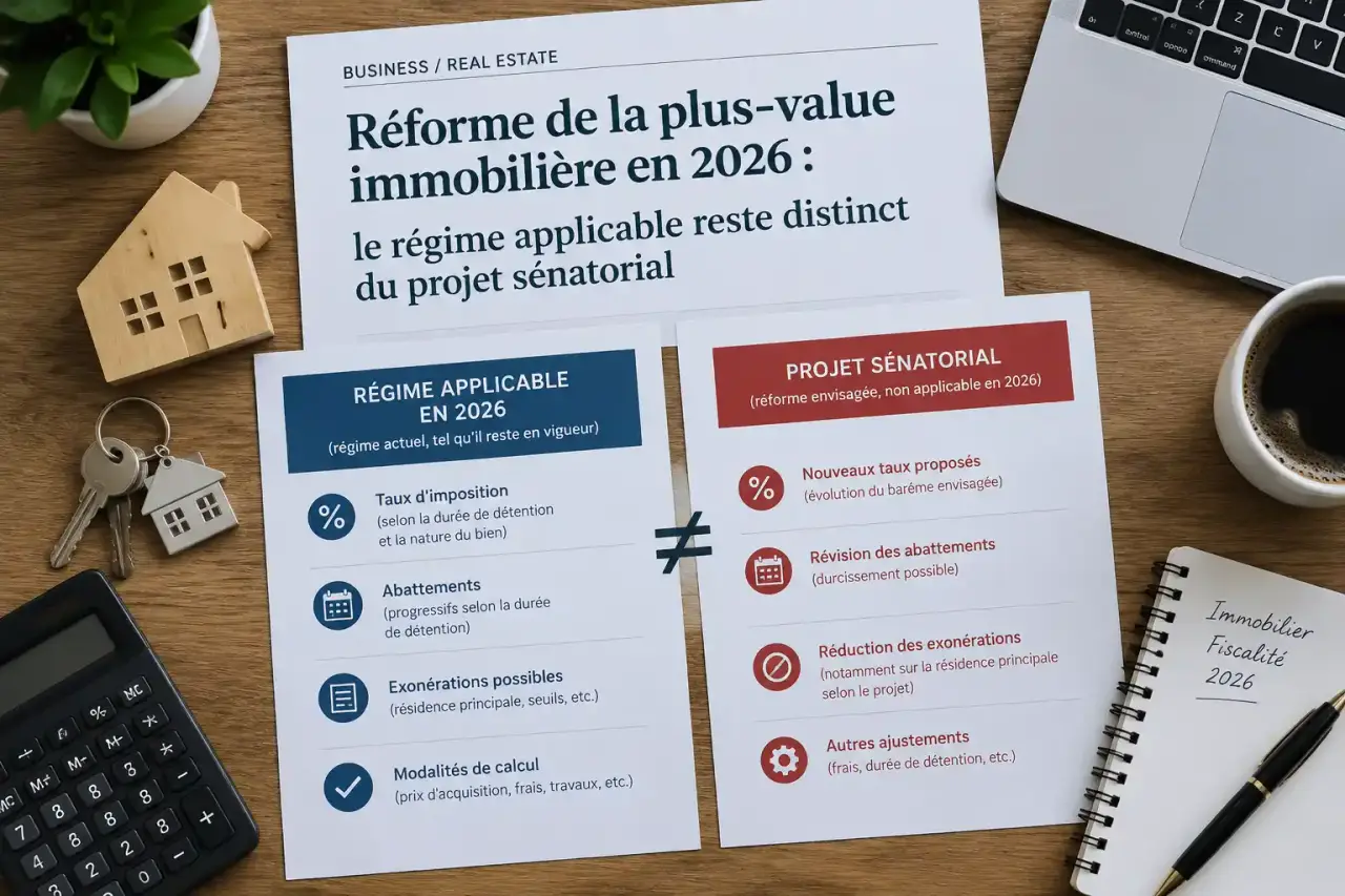 Réforme de la plus-value immobilière en 2026 : le régime applicable reste distinct du projet sénatorial