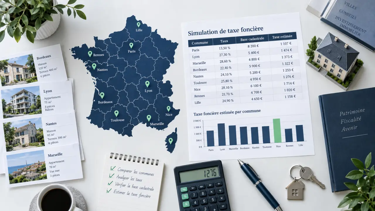 Simuler la taxe foncière par commune : comparez les taux à la base cadastrale