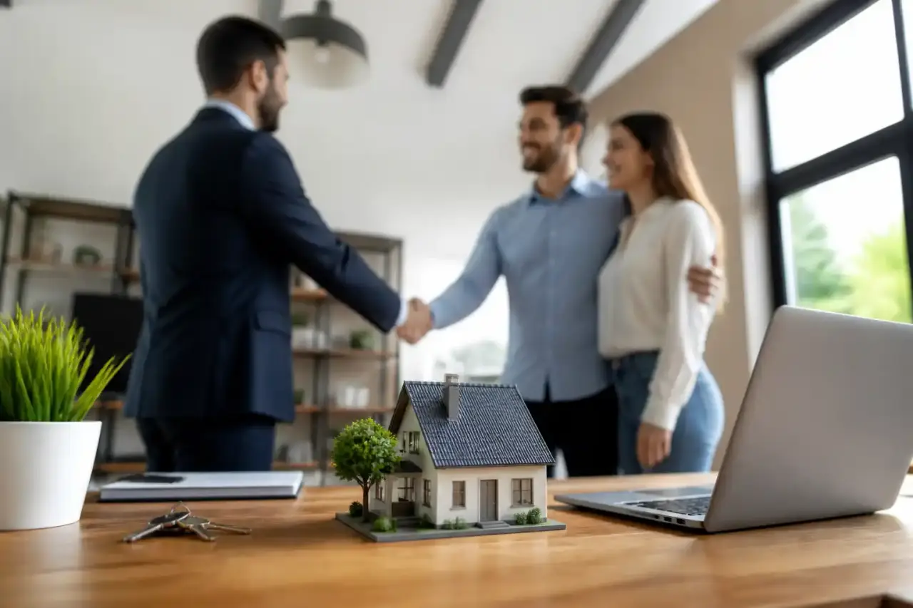 Architecture moderne d'un immeuble de bureaux premium en verre au crépuscule