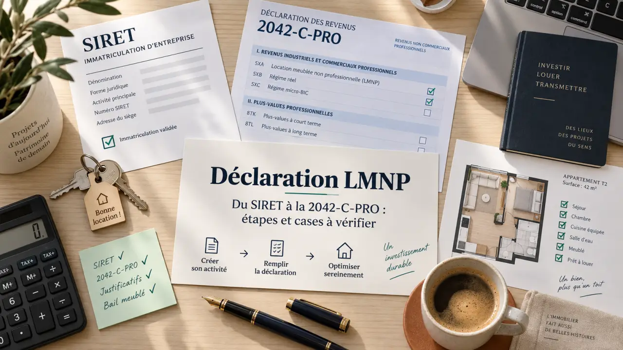 Déclaration LMNP : du SIRET à la 2042-C-PRO, les étapes et cases à vérifier